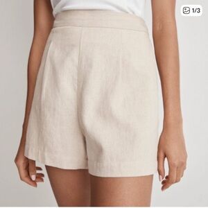 Madewell Linen-Cotton High-Waist Pull-On Shorts — Natural Beige